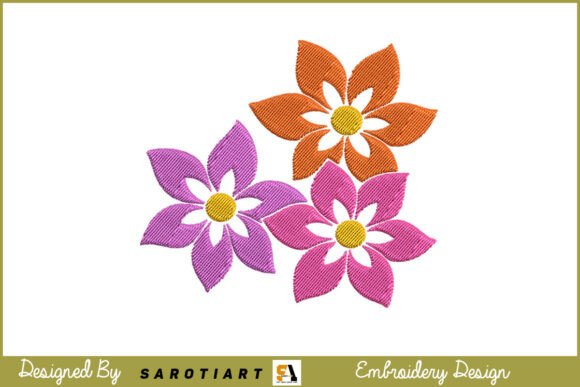 Beautiful Trio Flower Embroidery Design Review