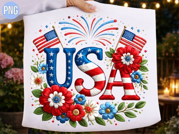 USA Floral Embroidery American Shirt PNG Review